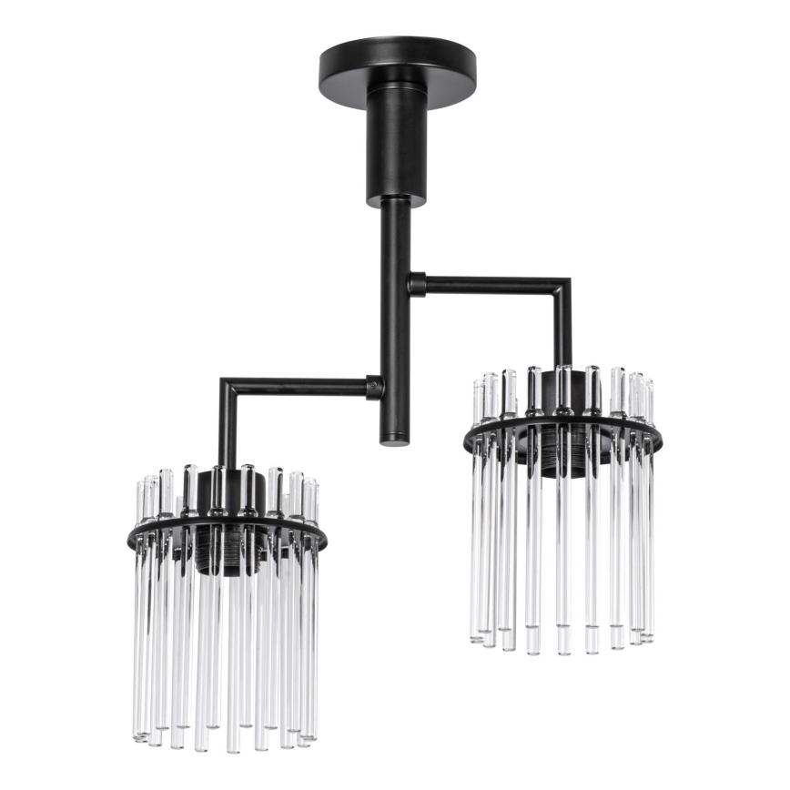 Lustra ar stieni 2xE27/60W/230V melna/caurspīdīga