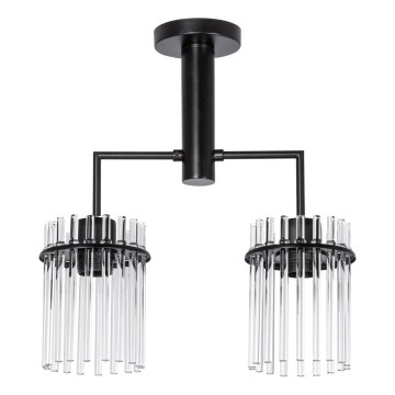 Lustra ar stieni 2xE27/60W/230V melna/caurspīdīga