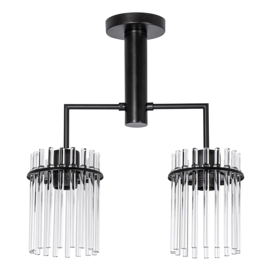 Lustra ar stieni 2xE27/60W/230V melna/caurspīdīga