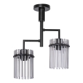 Lustra ar stieni 2xE27/60W/230V melna/dūmakains