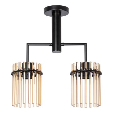Lustra ar stieni 2xE27/60W/230V melna/dūmakains