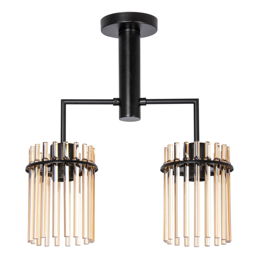 Lustra ar stieni 2xE27/60W/230V melna/dūmakains