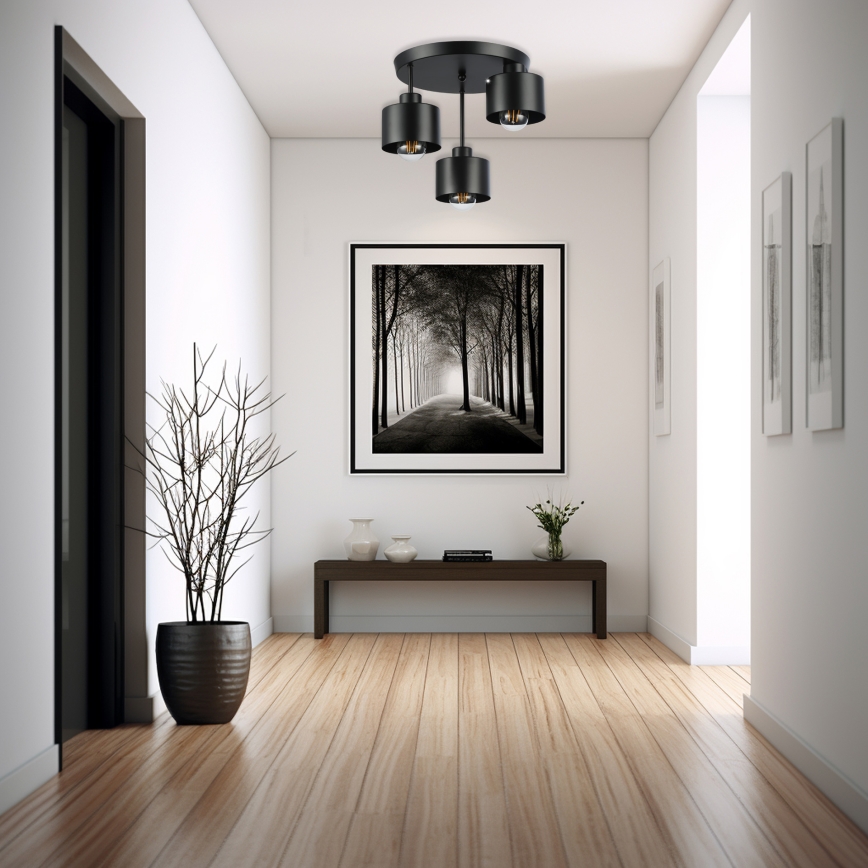 Lustra ar stieni 3xE27/35W/230V d. 30 cm melna