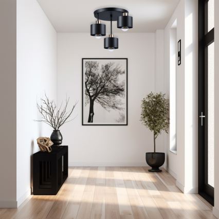 Lustra ar stieni 3xE27/35W/230V d. 30 cm melna/zelta