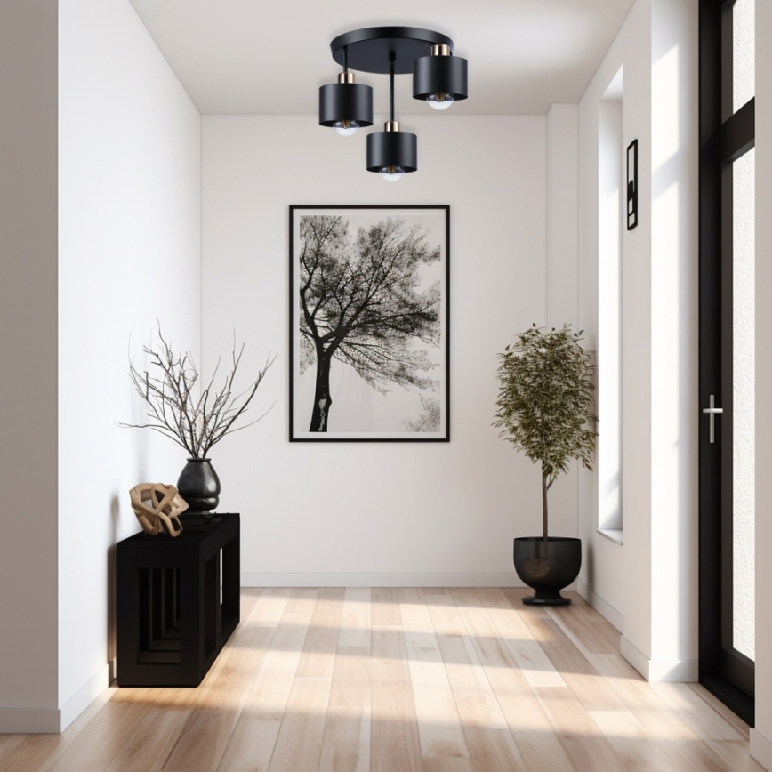 Lustra ar stieni 3xE27/35W/230V d. 30 cm melna/zelta