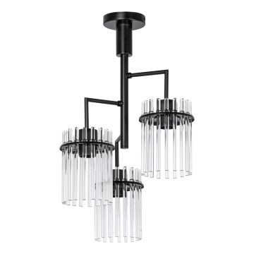 Lustra ar stieni 3xE27/60W/230V melna/caurspīdīga