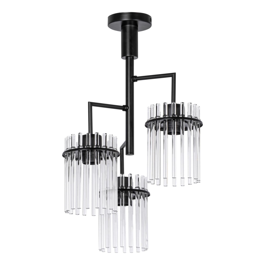 Lustra ar stieni 3xE27/60W/230V melna/caurspīdīga