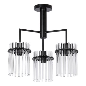 Lustra ar stieni 3xE27/60W/230V melna/caurspīdīga