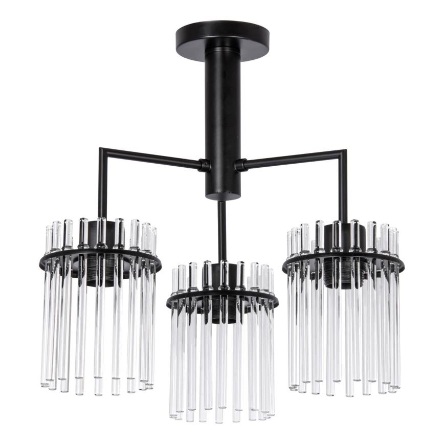 Lustra ar stieni 3xE27/60W/230V melna/caurspīdīga