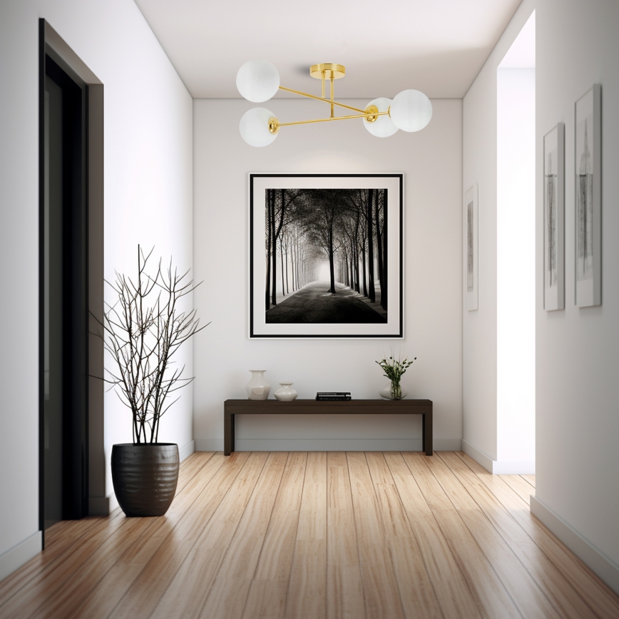 Lustra ar stieni 4xE27/35W/230V d. 70 cm zelta