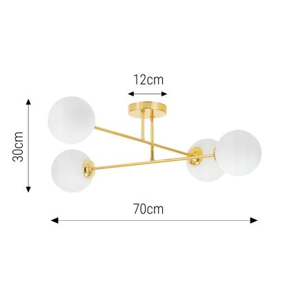 Lustra ar stieni 4xE27/35W/230V d. 70 cm zelta