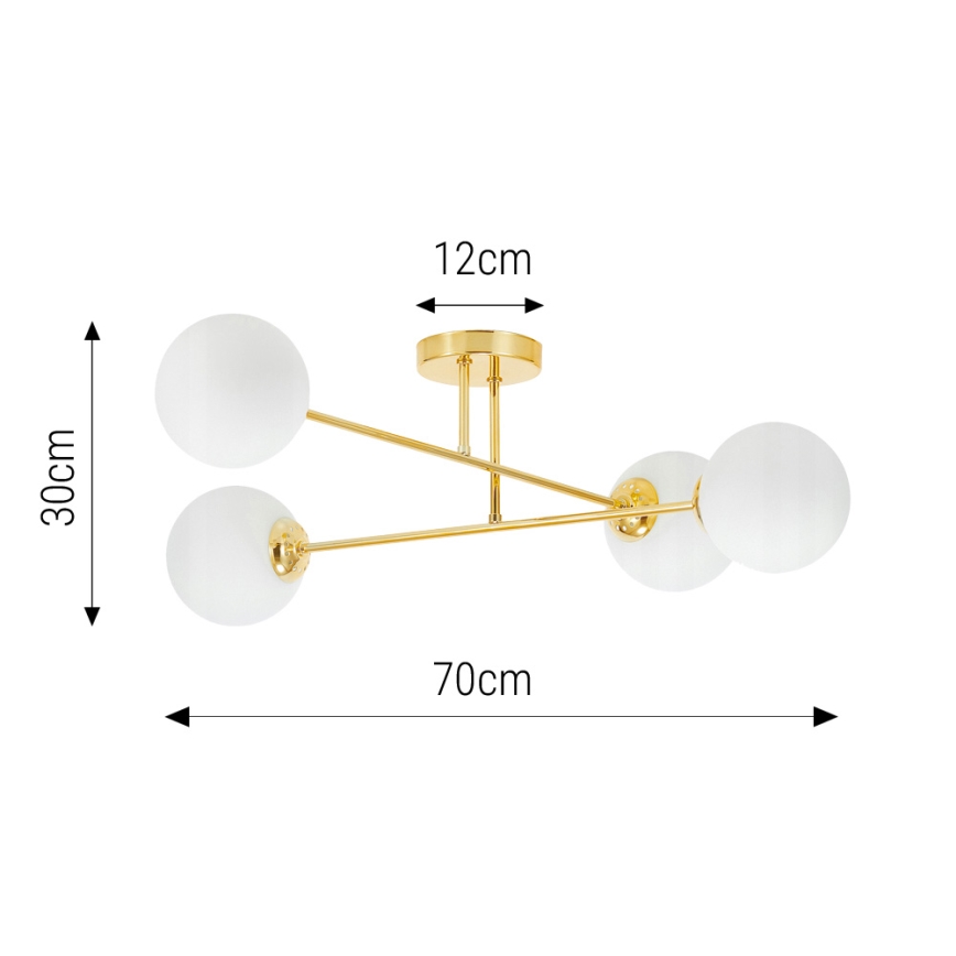 Lustra ar stieni 4xE27/35W/230V d. 70 cm zelta