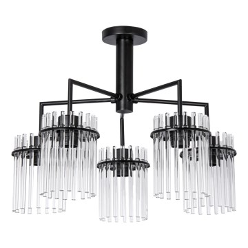 Lustra ar stieni 5xE27/60W/230V melna/caurspīdīga