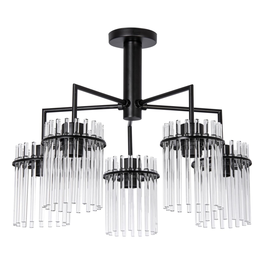 Lustra ar stieni 5xE27/60W/230V melna/caurspīdīga