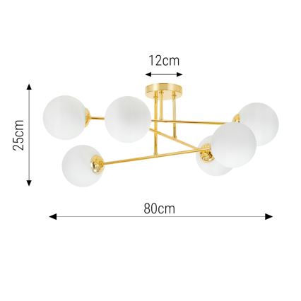 Lustra ar stieni 6xE27/35W/230V d. 80 cm zelta