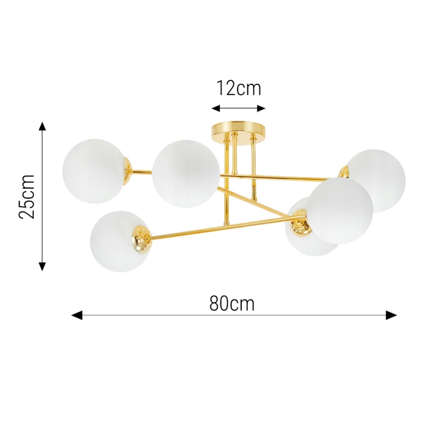 Lustra ar stieni 6xE27/35W/230V d. 80 cm zelta