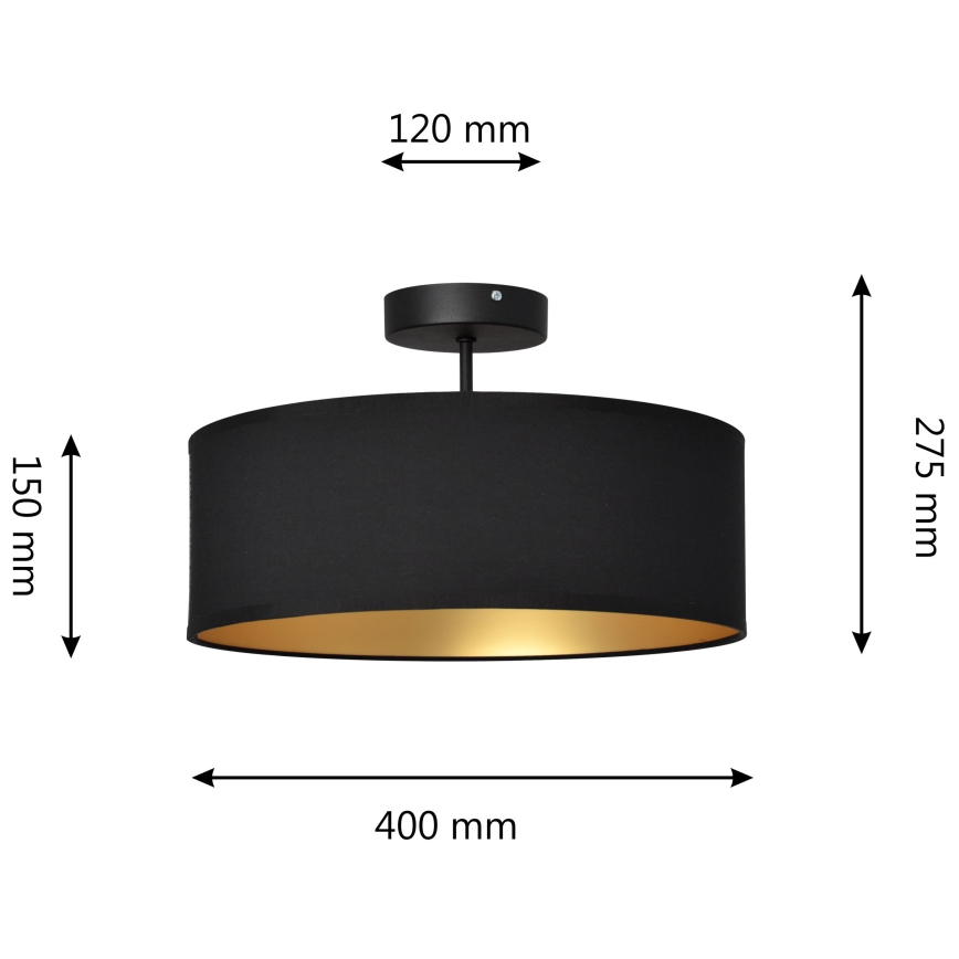 Lustra ar stieni ALBA 3xE27/15W/230V melna/zelta