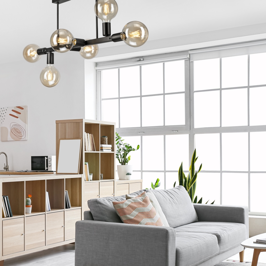 Lustra ar stieni ASTRID 6xE27/60W/230V melna
