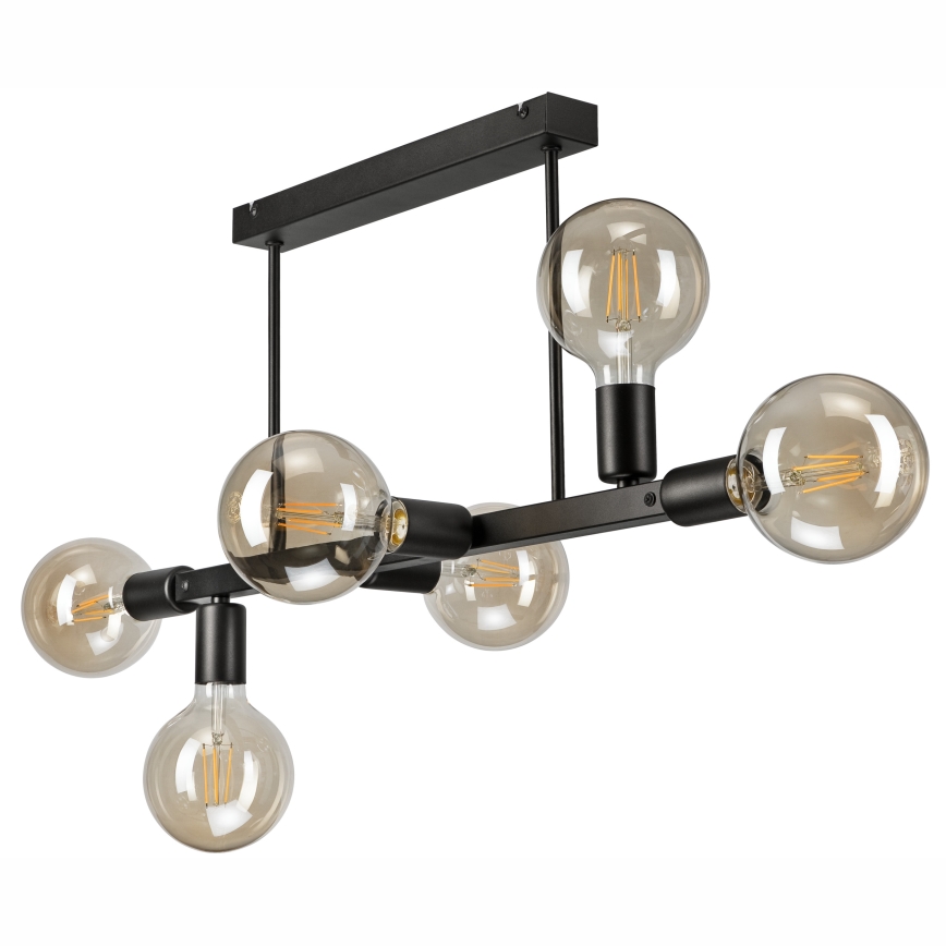 Lustra ar stieni ASTRID 6xE27/60W/230V melna