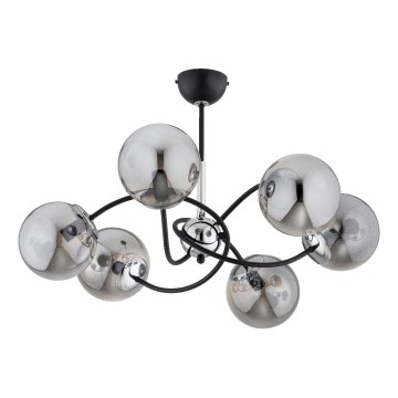 Lustra ar stieni AURORA 6xE14/10W/230V melna/spīdīgi hromēts