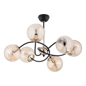 Lustra ar stieni AURORA 6xE14/10W/230V melna/zelta