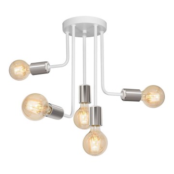 Lustra ar stieni CANDELA 5xE27/15W/230V balta/spīdīgi hromēts
