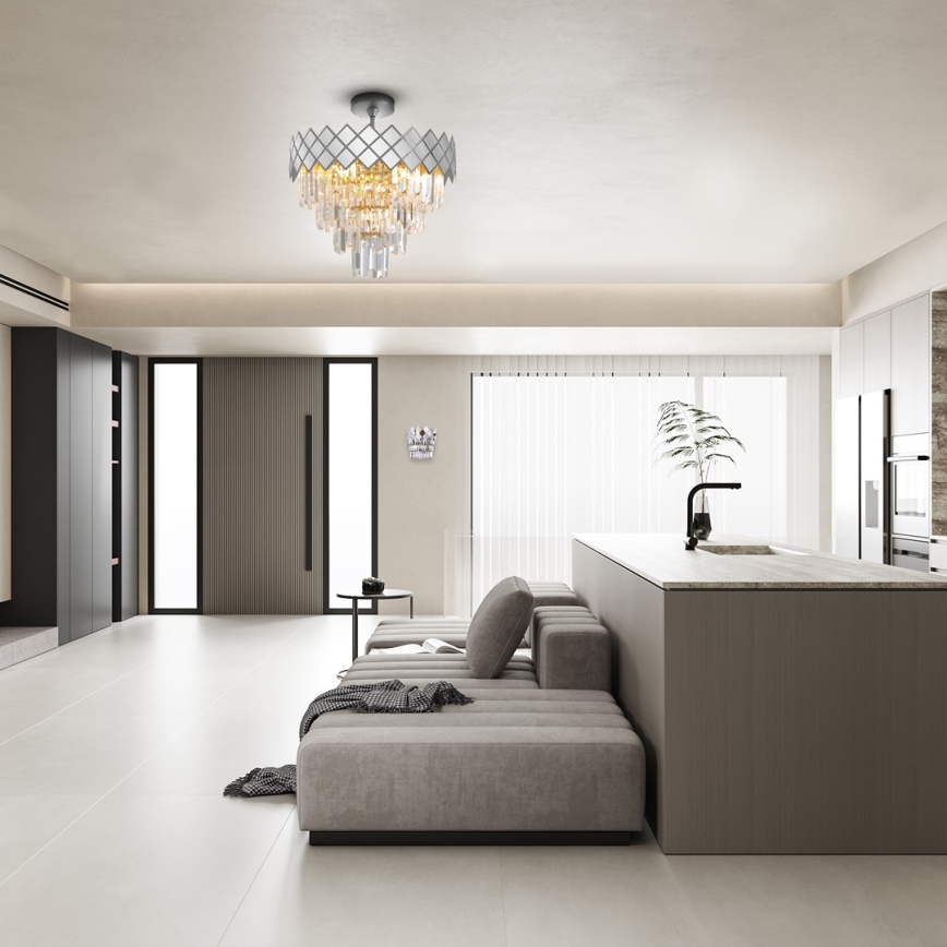 Lustra ar stieni CARISMA 9xE14/40W/230V matēts hroms