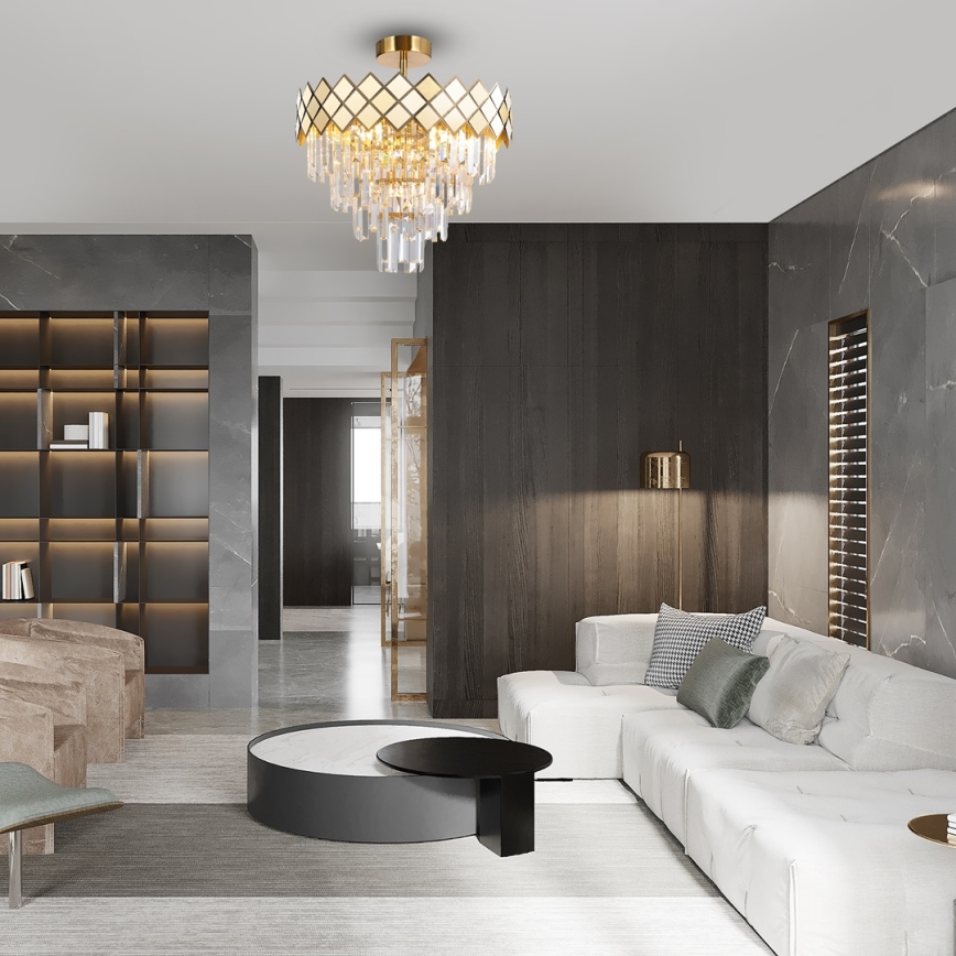 Lustra ar stieni CARISMA 9xE14/40W/230V zelta