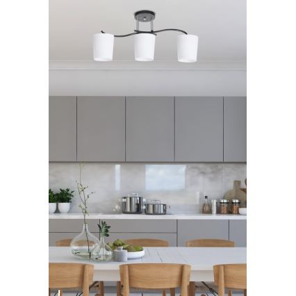 Lustra ar stieni ESNYR 3xE27/40W/230V melna/balta