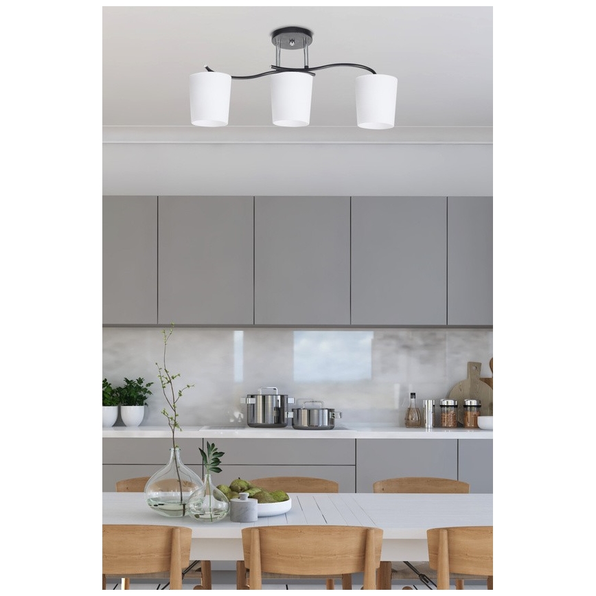 Lustra ar stieni ESNYR 3xE27/40W/230V melna/balta
