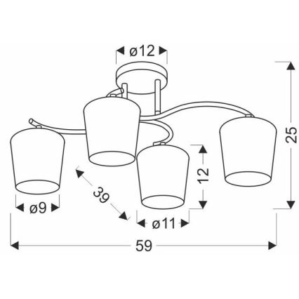 Lustra ar stieni ESNYR 4xE27/40W/230V melna/balta