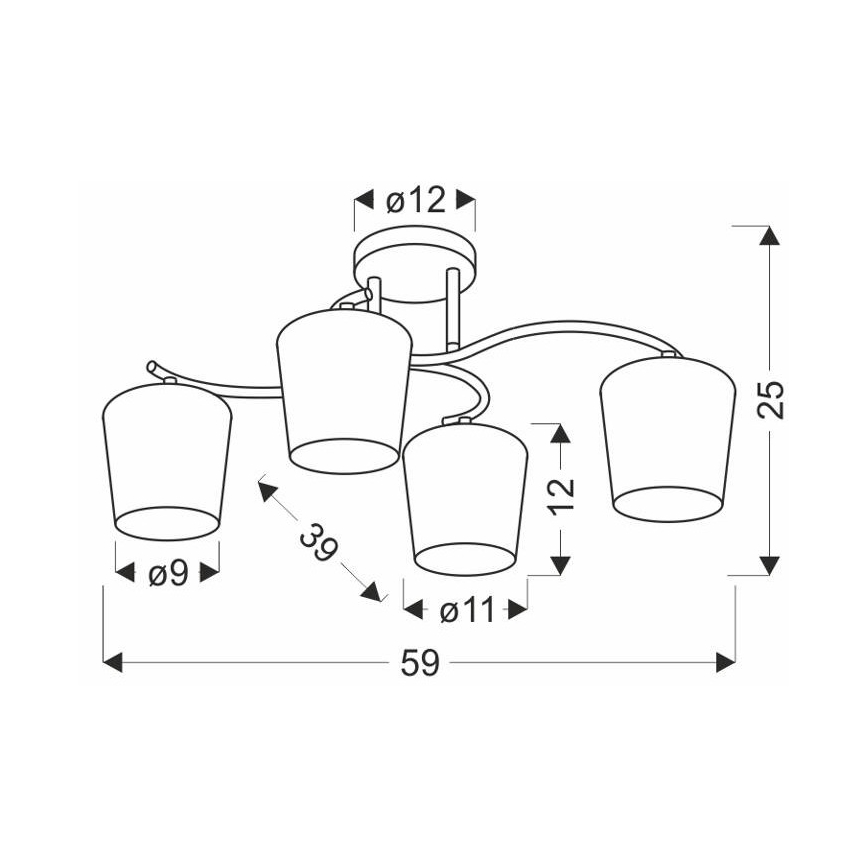 Lustra ar stieni ESNYR 4xE27/40W/230V melna/balta