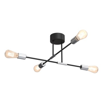 Lustra ar stieni FLAME 4xE27/60W/230V melna/spīdīgs hroms