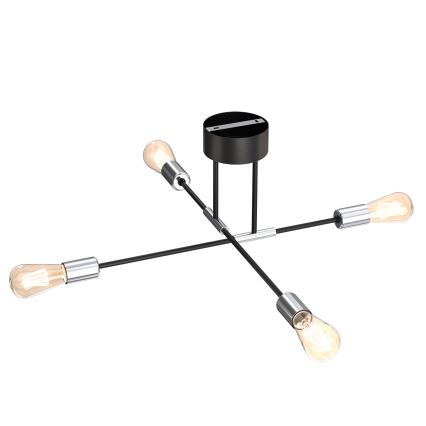 Lustra ar stieni FLAME 4xE27/60W/230V melna/spīdīgs hroms