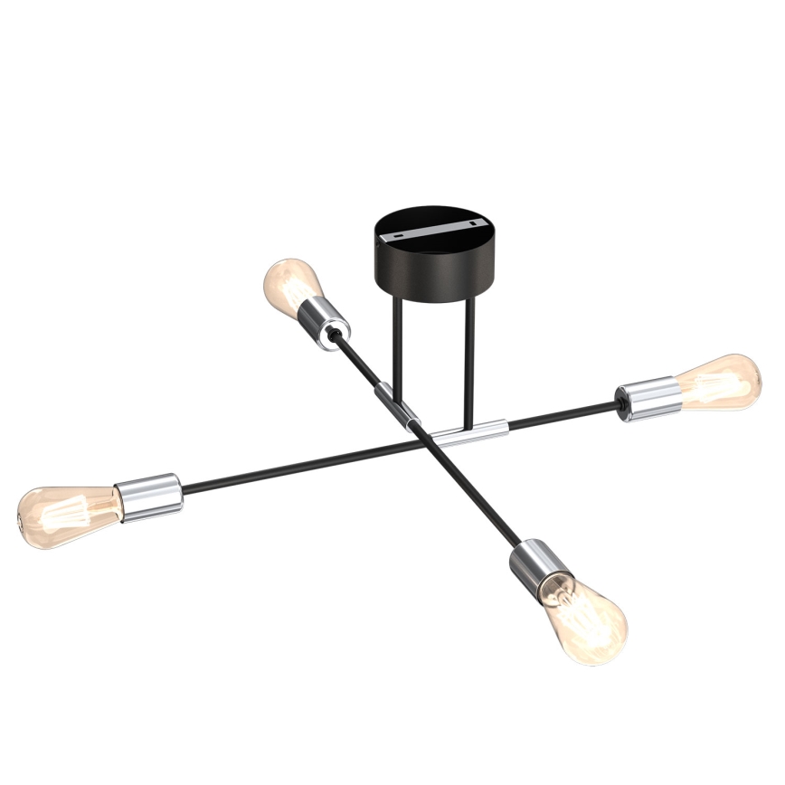Lustra ar stieni FLAME 4xE27/60W/230V melna/spīdīgs hroms
