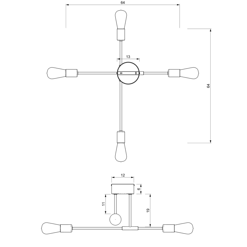 Lustra ar stieni FLAME 4xE27/60W/230V melna/spīdīgs hroms