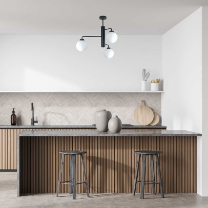 Lustra ar stieni FLEX 3xE27/60W/230V melna/balta
