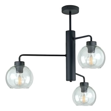 Lustra ar stieni FLEX 3xE27/60W/230V melna/caurspīdīga