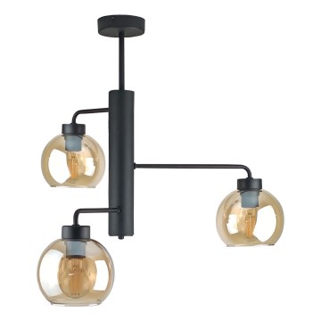Lustra ar stieni FLEX 3xE27/60W/230V melna/dūmakains bēša