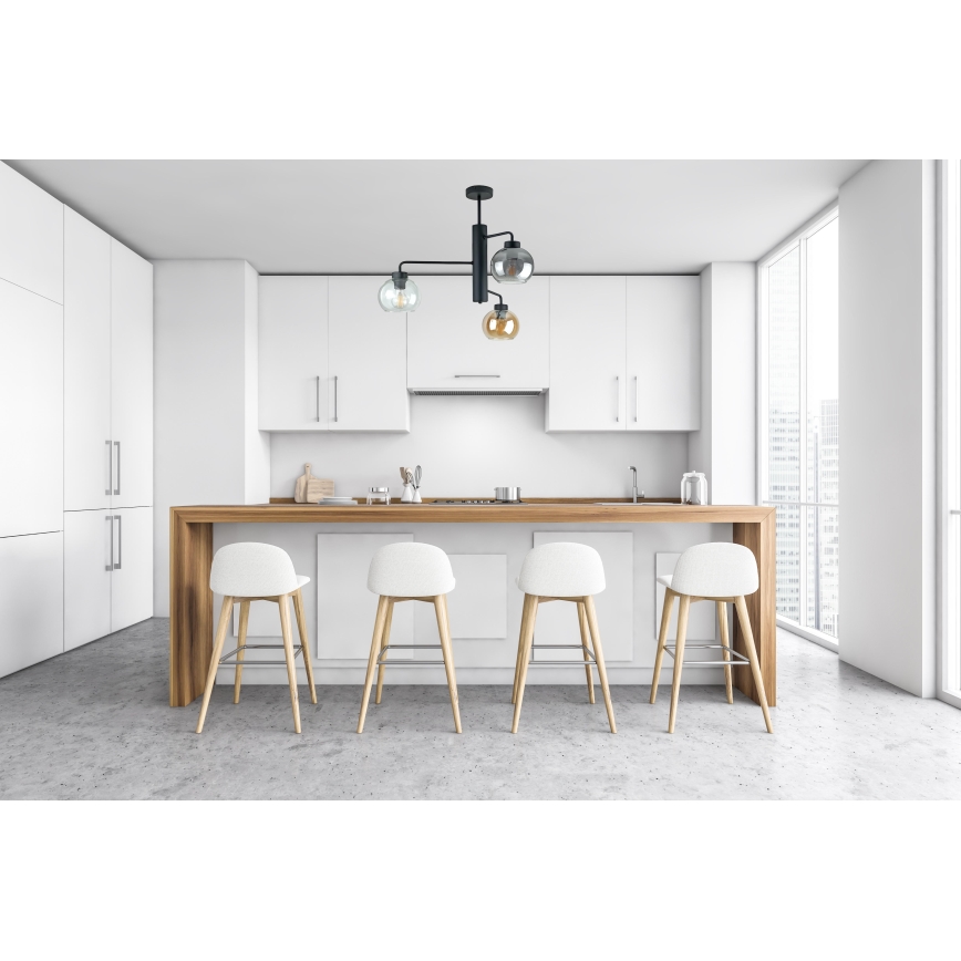 Lustra ar stieni FLEX 3xE27/60W/230V melna/dūmakains melna/dūmakains bēša/caurspīdīga