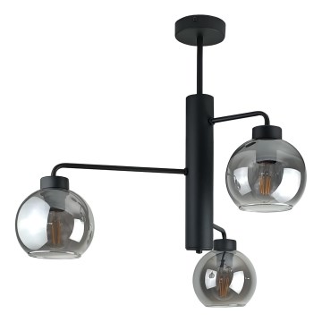 Lustra ar stieni FLEX 3xE27/60W/230V melna/dūmakains melna