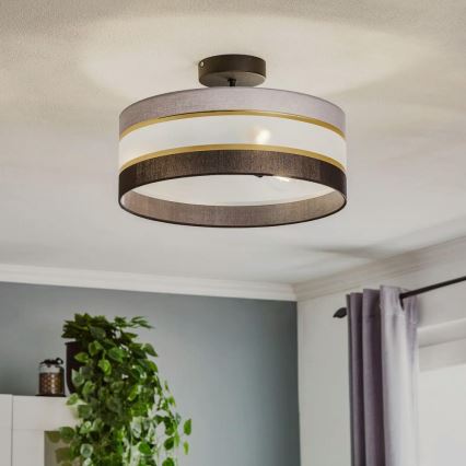 Lustra ar stieni HELEN 3xE27/15W/230V melna/pelēka/zeltaina