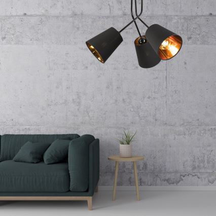 Lustra ar stieni IRMA 3xE27/15W/230V melna