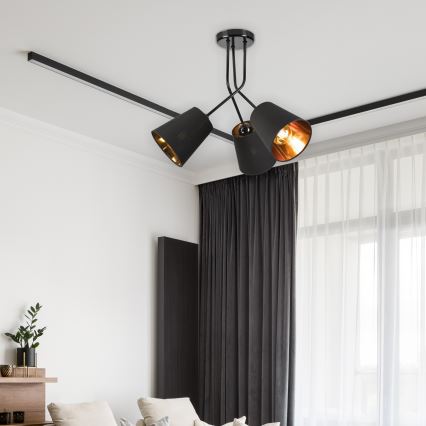 Lustra ar stieni IRMA 3xE27/15W/230V melna