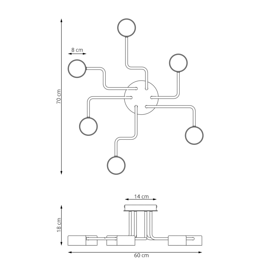 Lustra ar stieni KURAGE 6xGX53/12W/230V melna