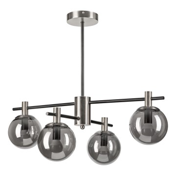 Lustra ar stieni LILOU 4xE14/5W/230V matēts hroms/dūmakains