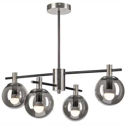 Lustra ar stieni LILOU 4xE14/5W/230V matēts hroms/dūmakains