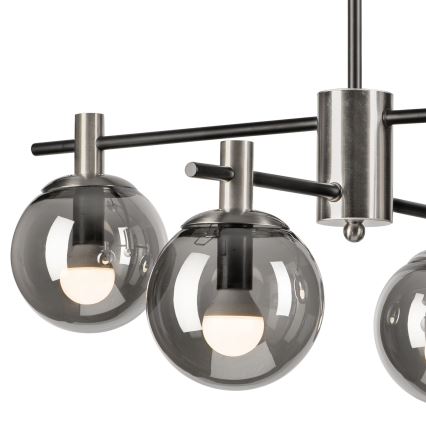 Lustra ar stieni LILOU 4xE14/5W/230V matēts hroms/dūmakains