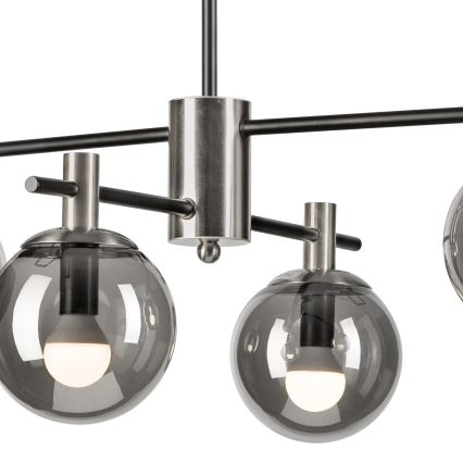 Lustra ar stieni LILOU 4xE14/5W/230V matēts hroms/dūmakains