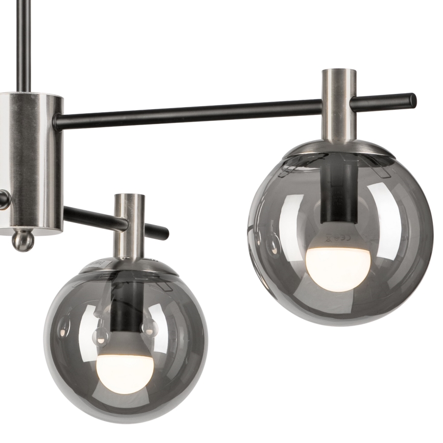 Lustra ar stieni LILOU 4xE14/5W/230V matēts hroms/dūmakains